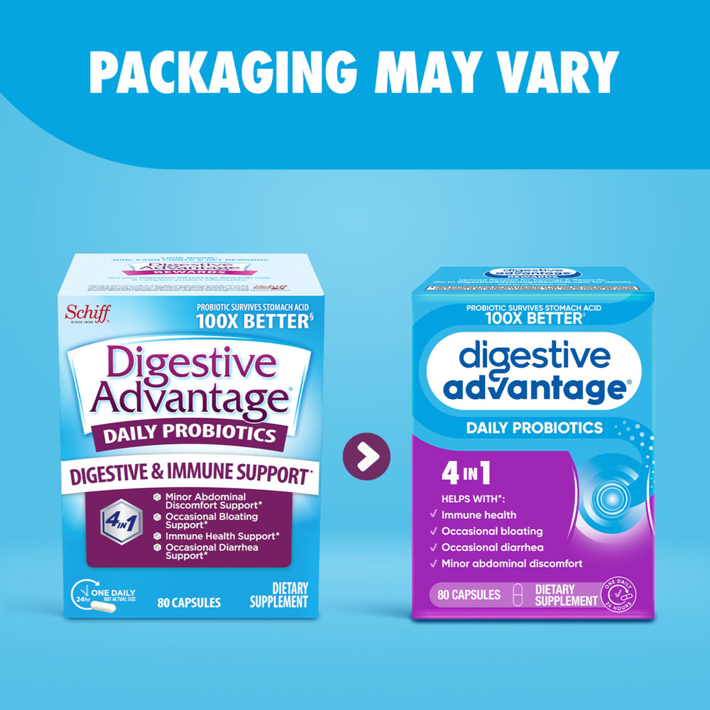 Digestive Advantage primer plano de una cápsula que muestra textura y diseño efectivo