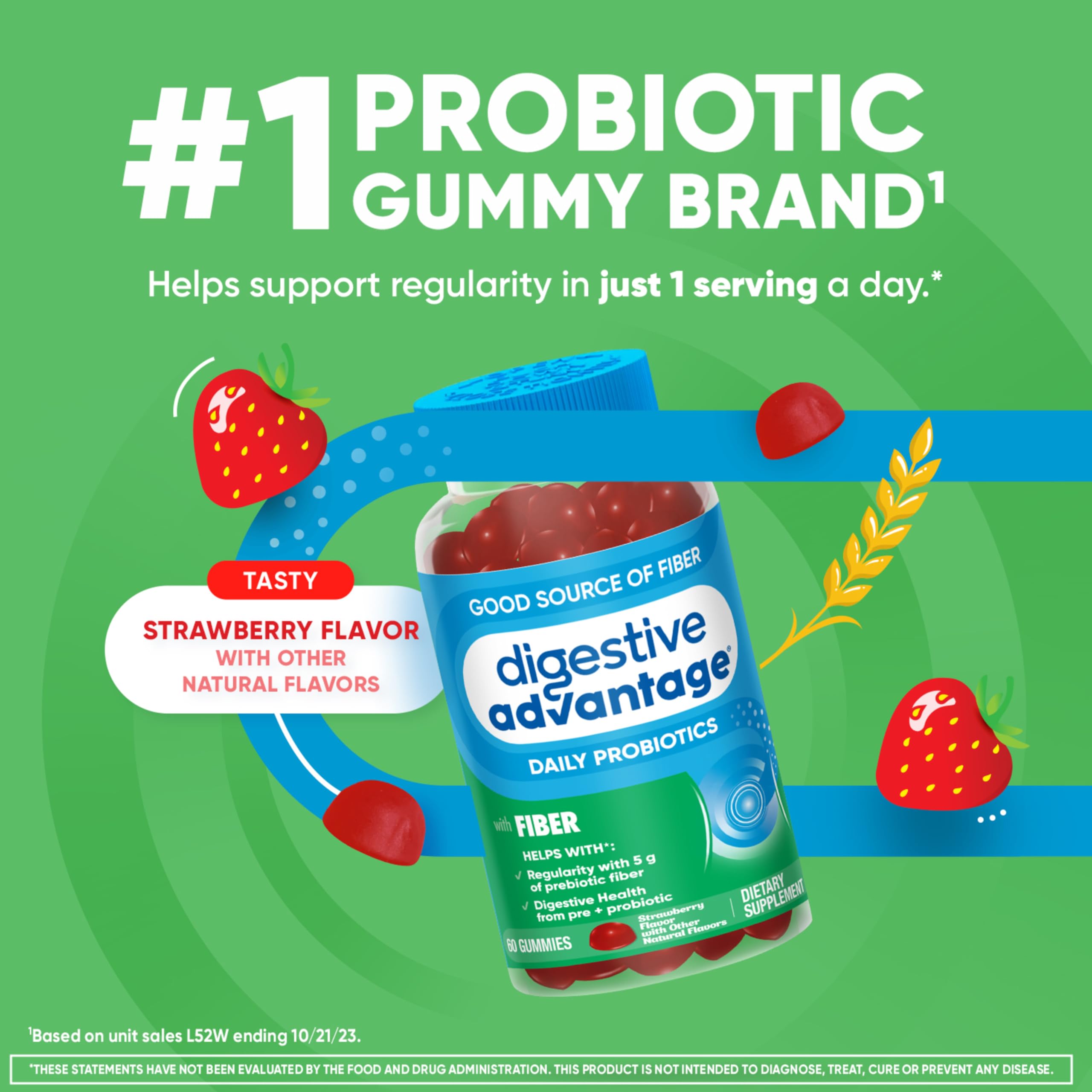 Gomita Digestive Advantage en mano lista para masticar, facilita uso diario