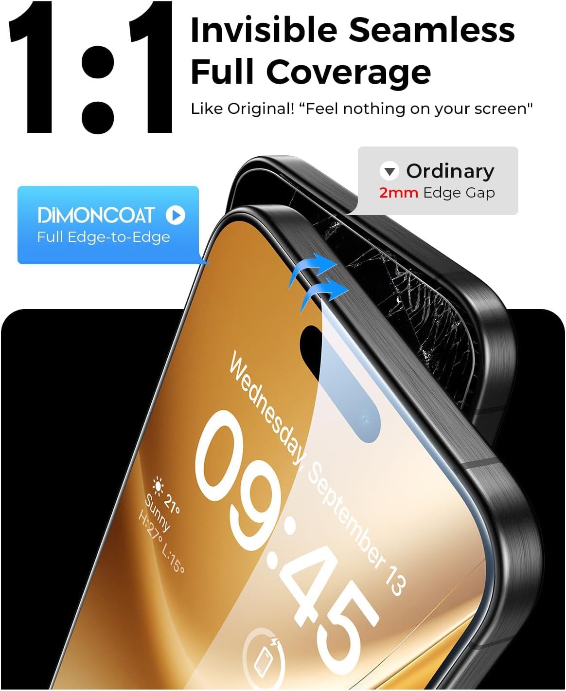 DIMONCOAT screen surface texture showing anti-fingerprint coating for cleaner display