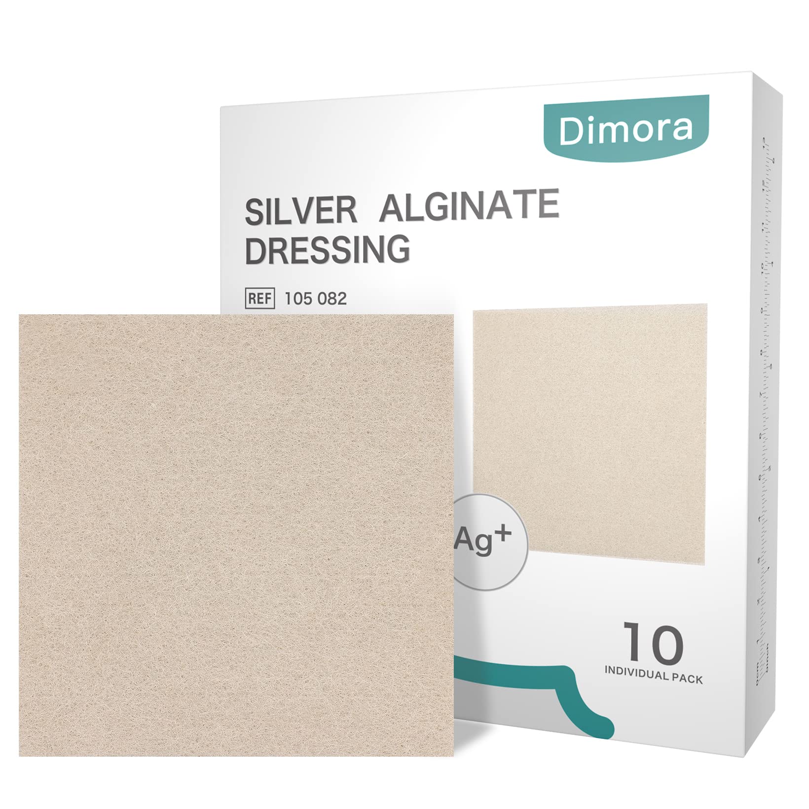 Dimora apósito alginato plateado vista frontal, protección estéril