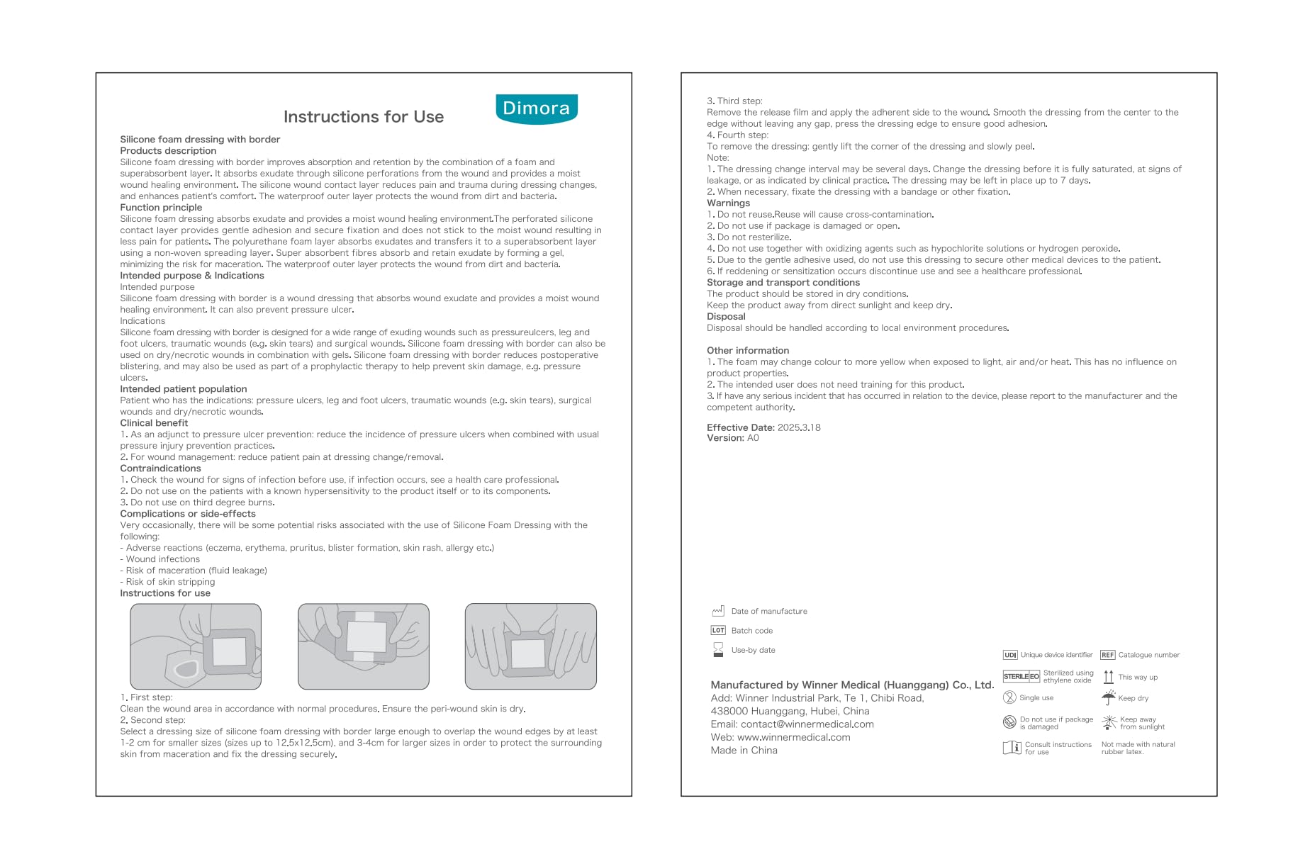 Dimora etiqueta con instrucciones claras y especificaciones del producto