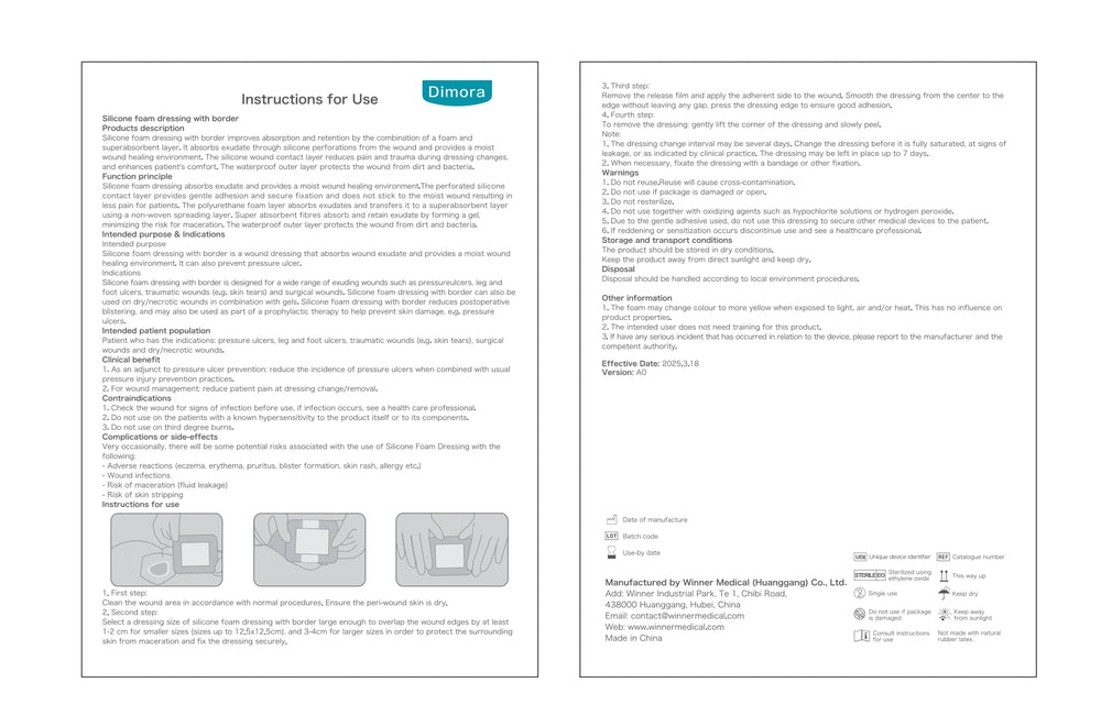 Dimora etiqueta con instrucciones claras y especificaciones del producto