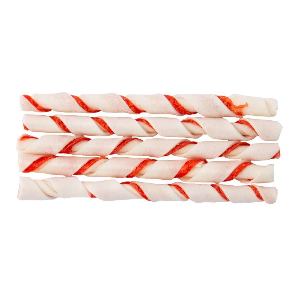 Dingo perro masticando Twist Stick, entretenimiento y limpieza dental