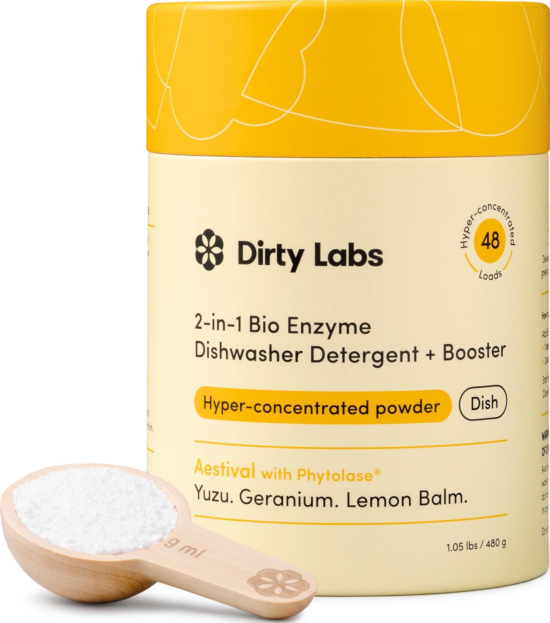 Dirty Labs Aestival vista frontal del envase con diseño reciclable y rinde 48 lavados