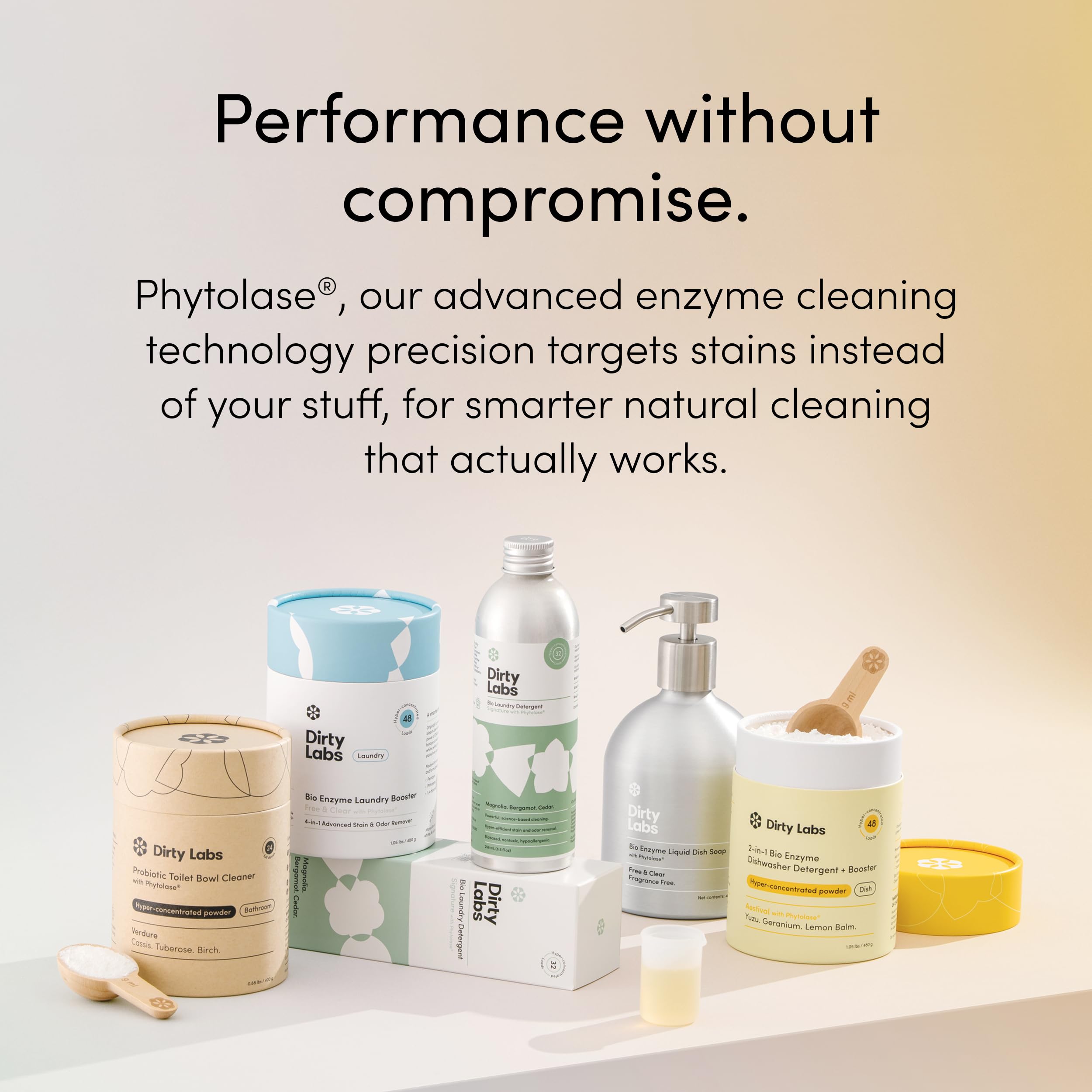 Dirty Labs Aestival platos brillantes tras lavado, demostrando enjuague sin manchas