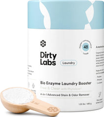 Dirty Labs front packaging showing scent-free booster and load count benefit