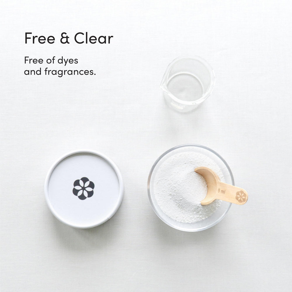 Dirty Labs jar open with white powder visible, shows easy dosing benefit