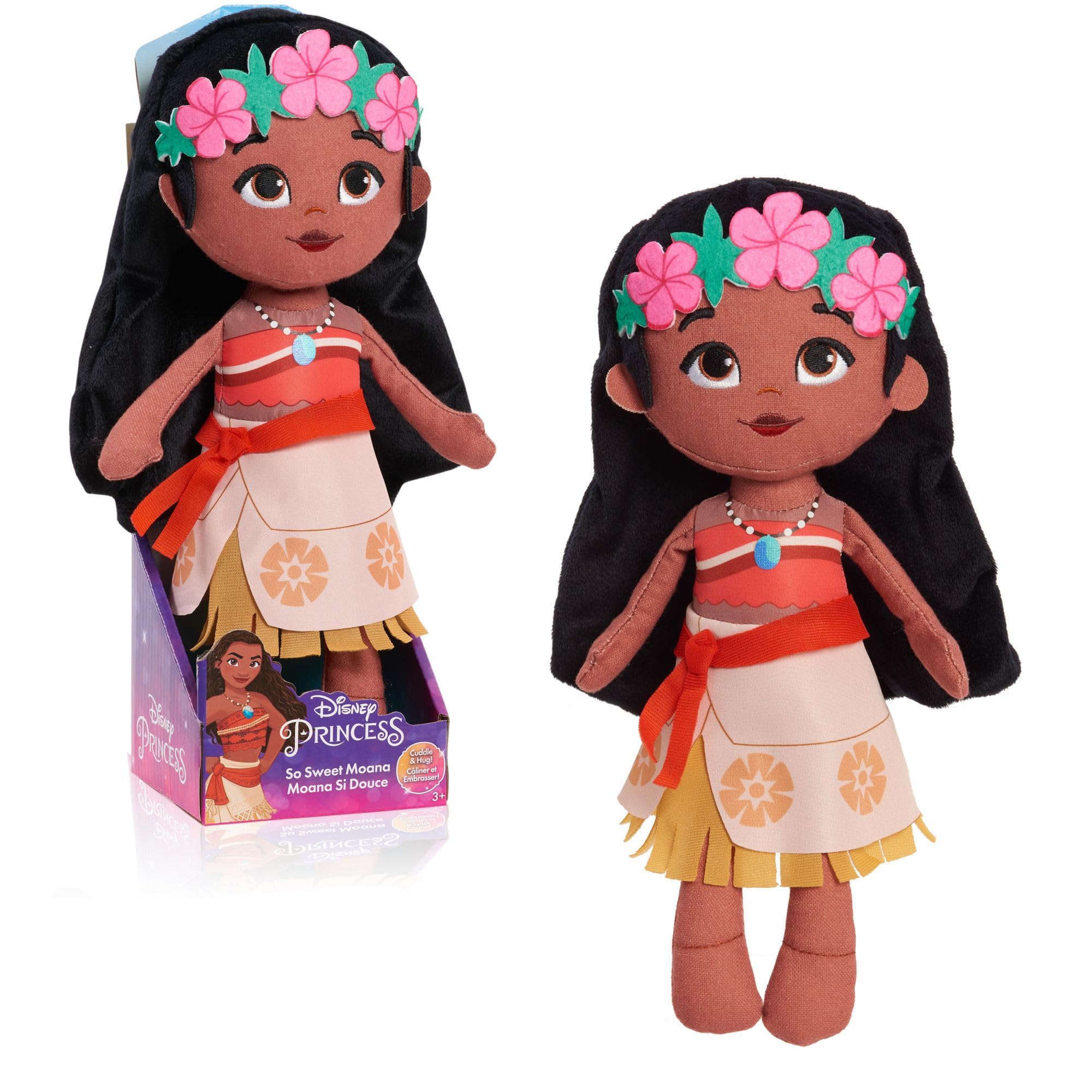 Disney Princess Moana de frente mostrando su vestido icónico y suavidad