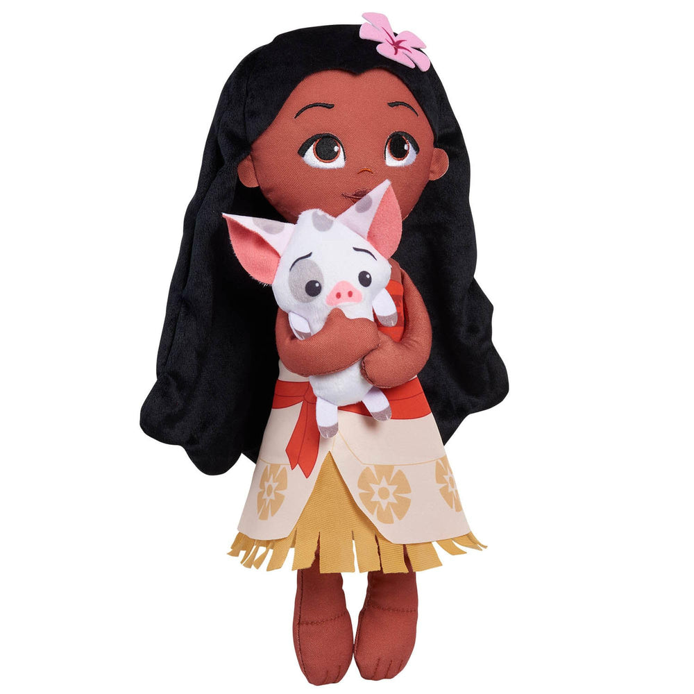Disney Princess Moana y Pua primer plano, muestra el mini peluche integrado y expresión amable