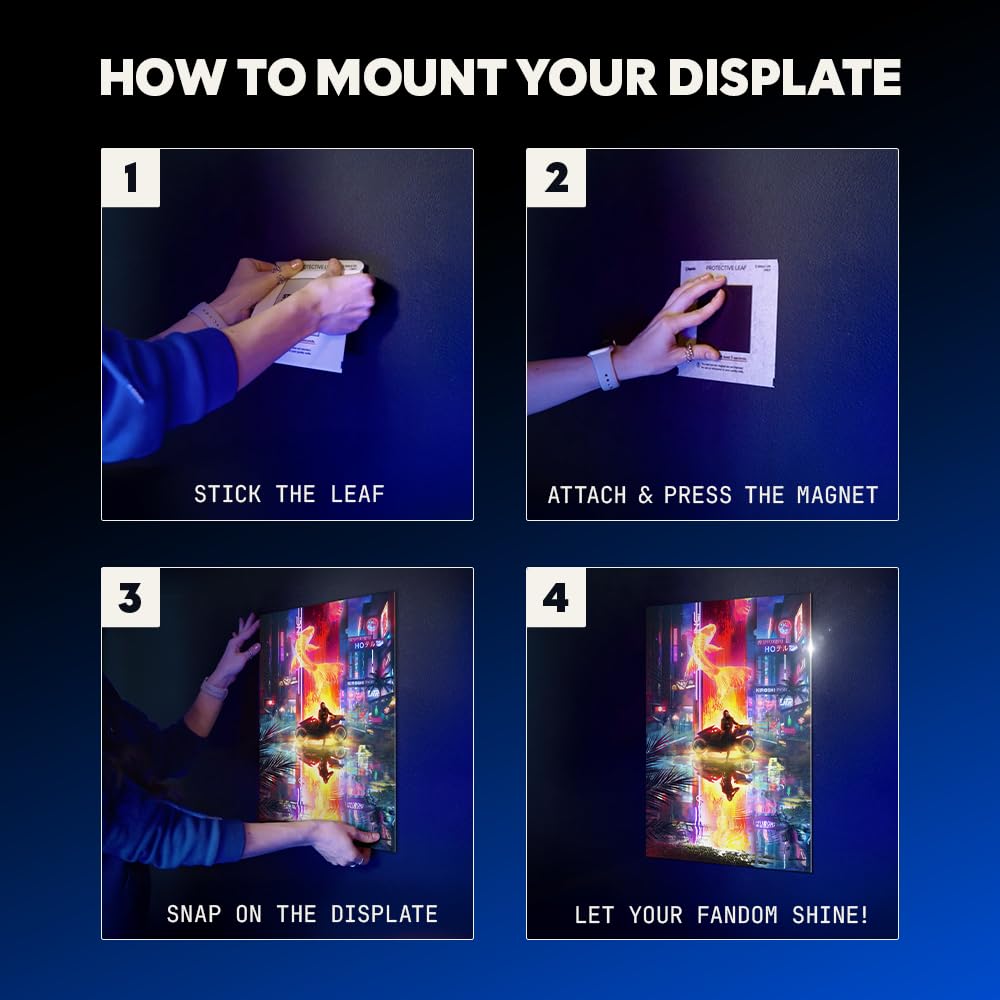 Displate montaje con póster metálico colgado perfectamente posicionado