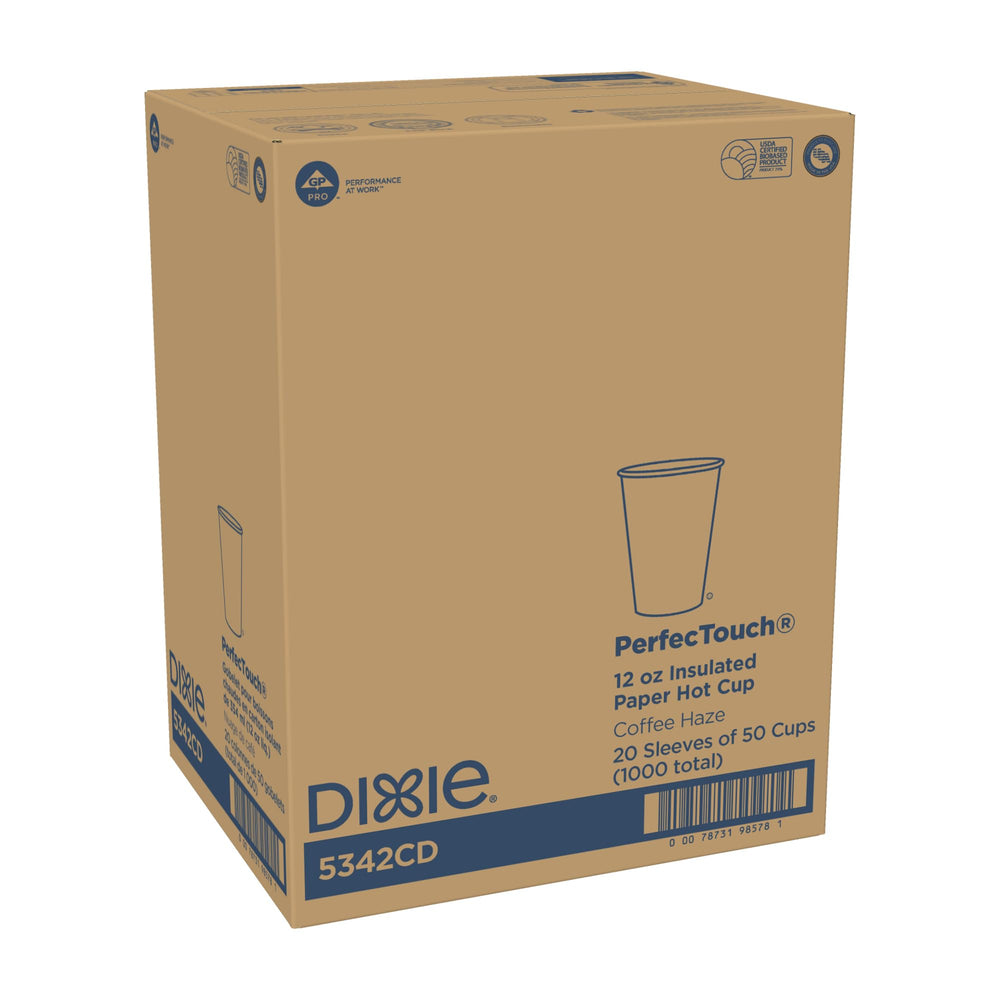 Georgia-Pacific Dixie PerfecTouch comparado con vaso de espuma, menor altura de apilado