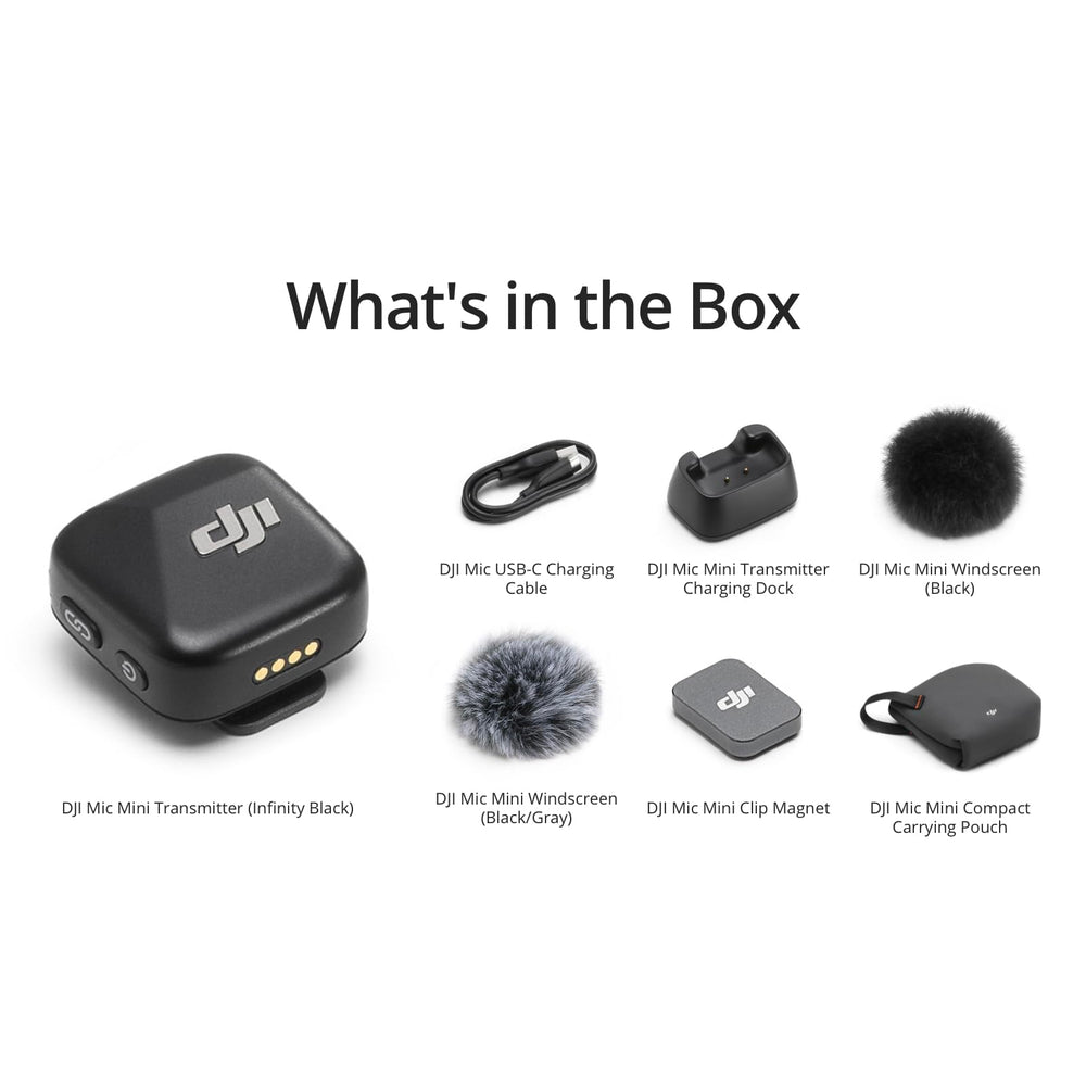 DJI Mic Mini en estuche de carga, organización y recarga rápida