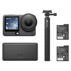 DJI Osmo Action 6 vista frontal mostrando lente y control, calidad 8K lista