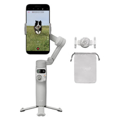 DJI Osmo Mobile 7 frontal mostrando estabilidad y diseño ligero