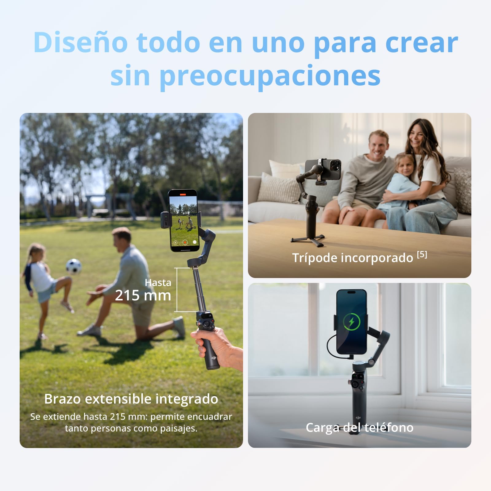 DJI Osmo Mobile 8 conectado al teléfono para seguimiento inmediato