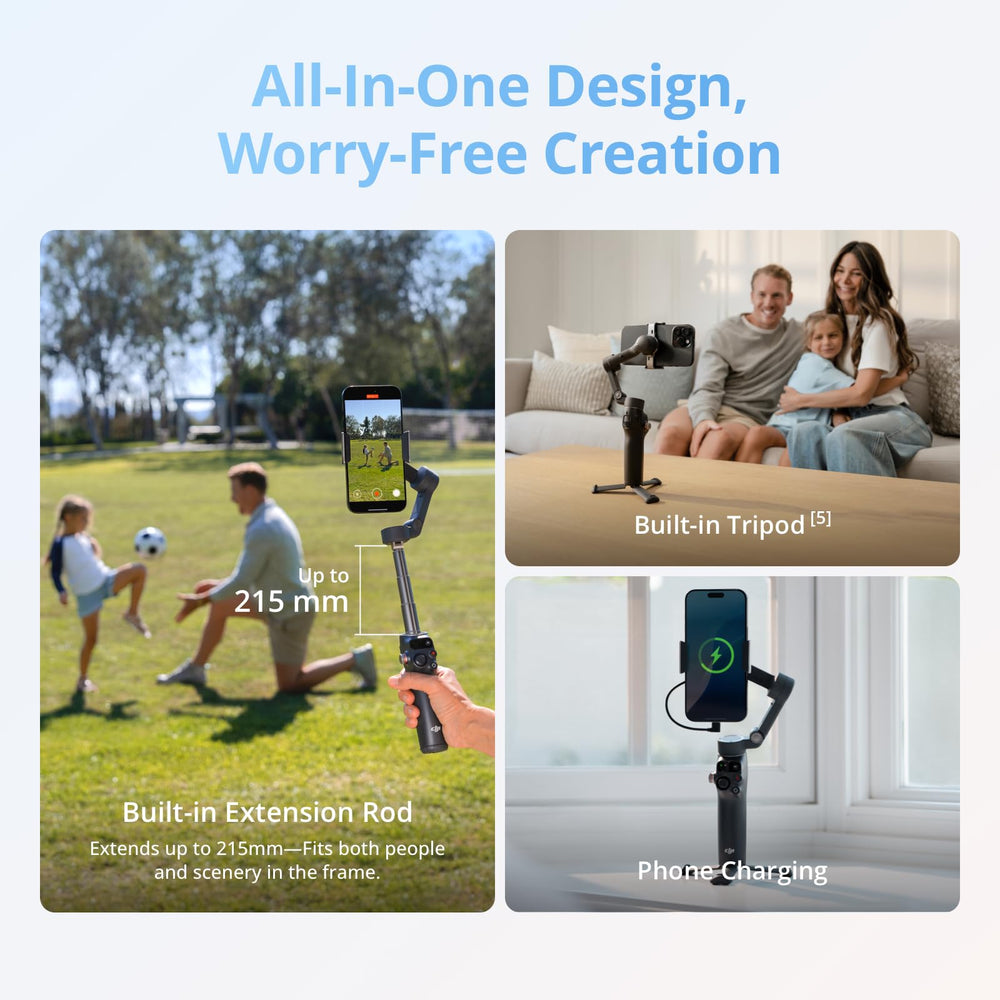 DJI Osmo Mobile 8 empuñadura con textura ergonómica para manejo cómodo y prolongado