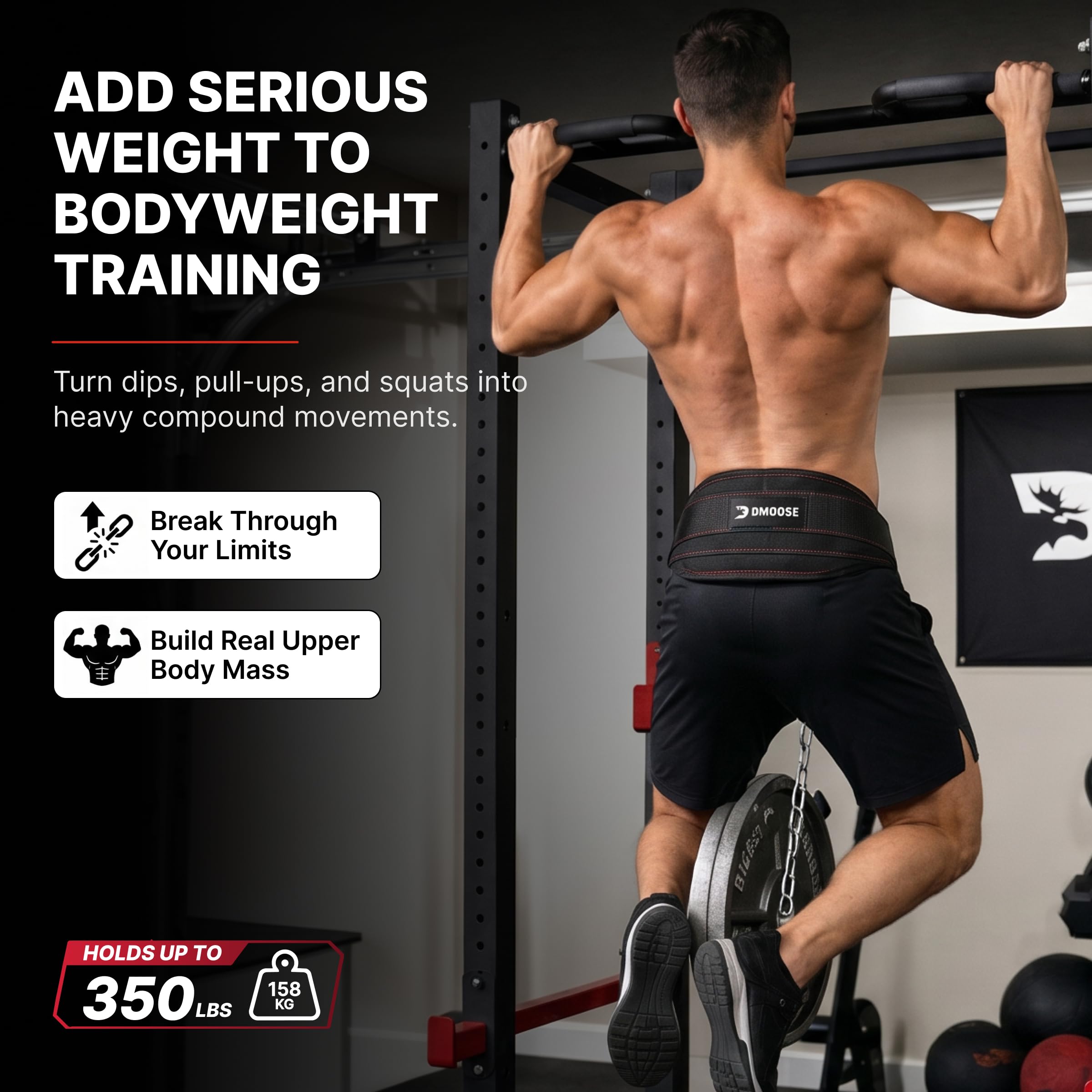 DMoose Fitness cadena de acero robusta para sujeción segura de pesos