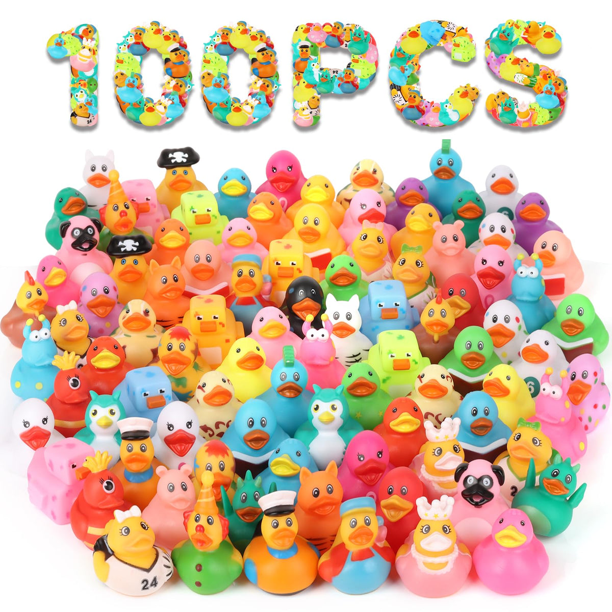 Dmsky paquete frontal con 100 patitos surtidos para fiestas