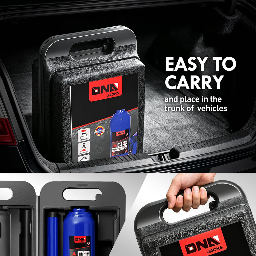 DNA MOTORING gato elevando un SUV demostrando uso en taller y soporte
