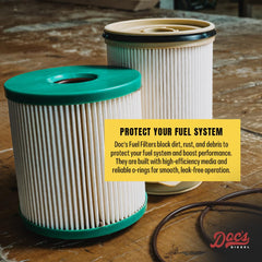 Doc's Diesel primer plano del cartucho DGF401 que asegura separación eficaz de agua