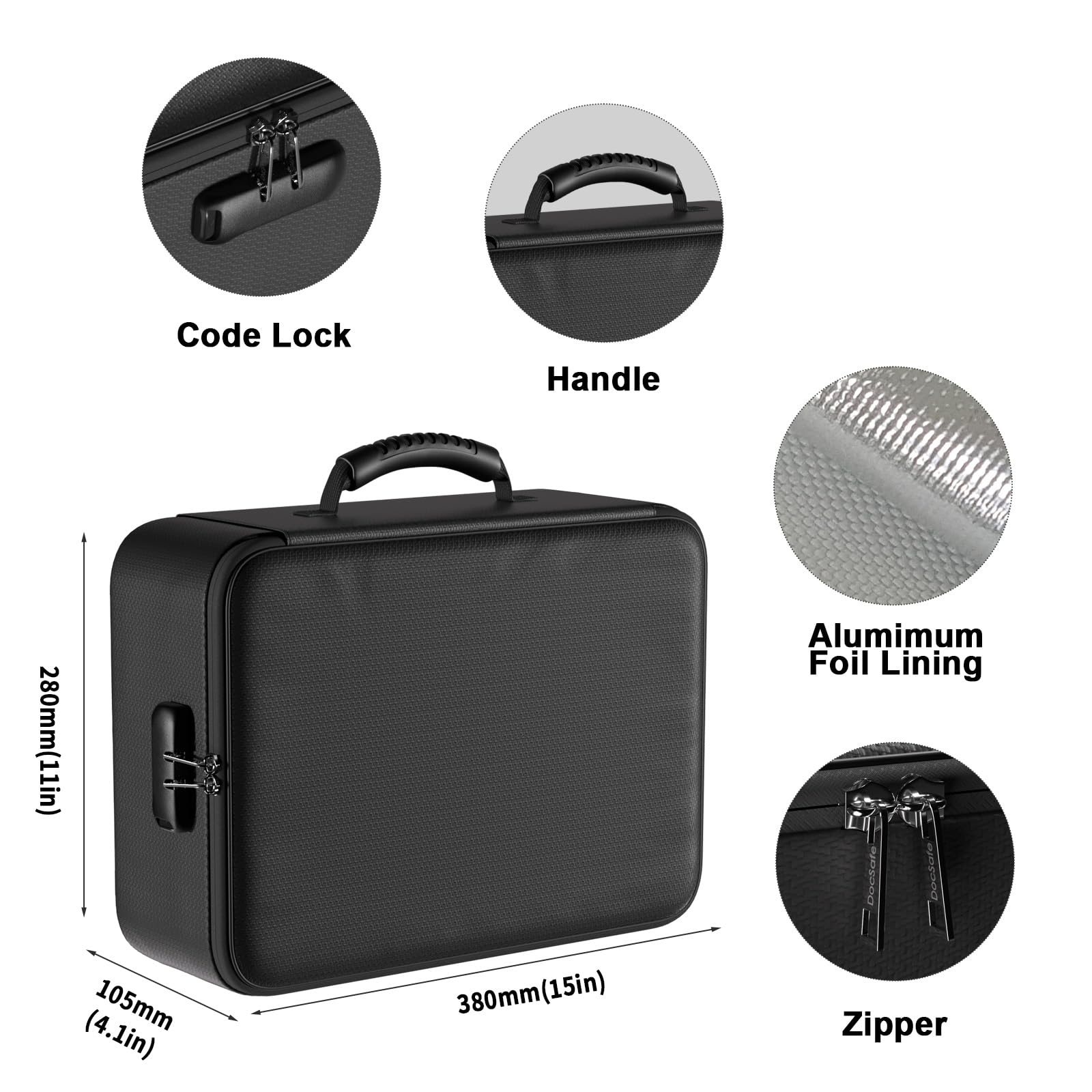 DocSafe al lado de una cartera para comparar tamaño y capacidad visual