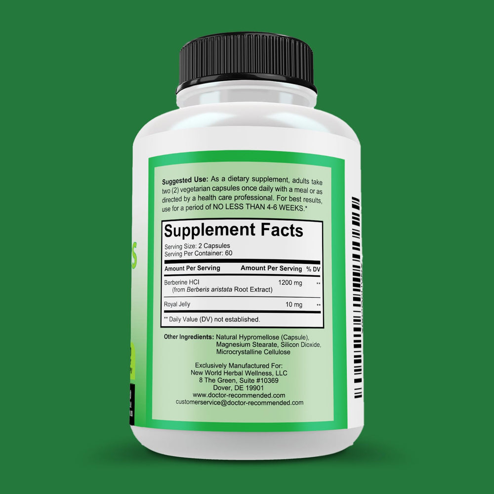 DOCTOR RECOMMENDED SUPPLEMENTS primer plano de una cápsula vegetal mostrando acabado puro