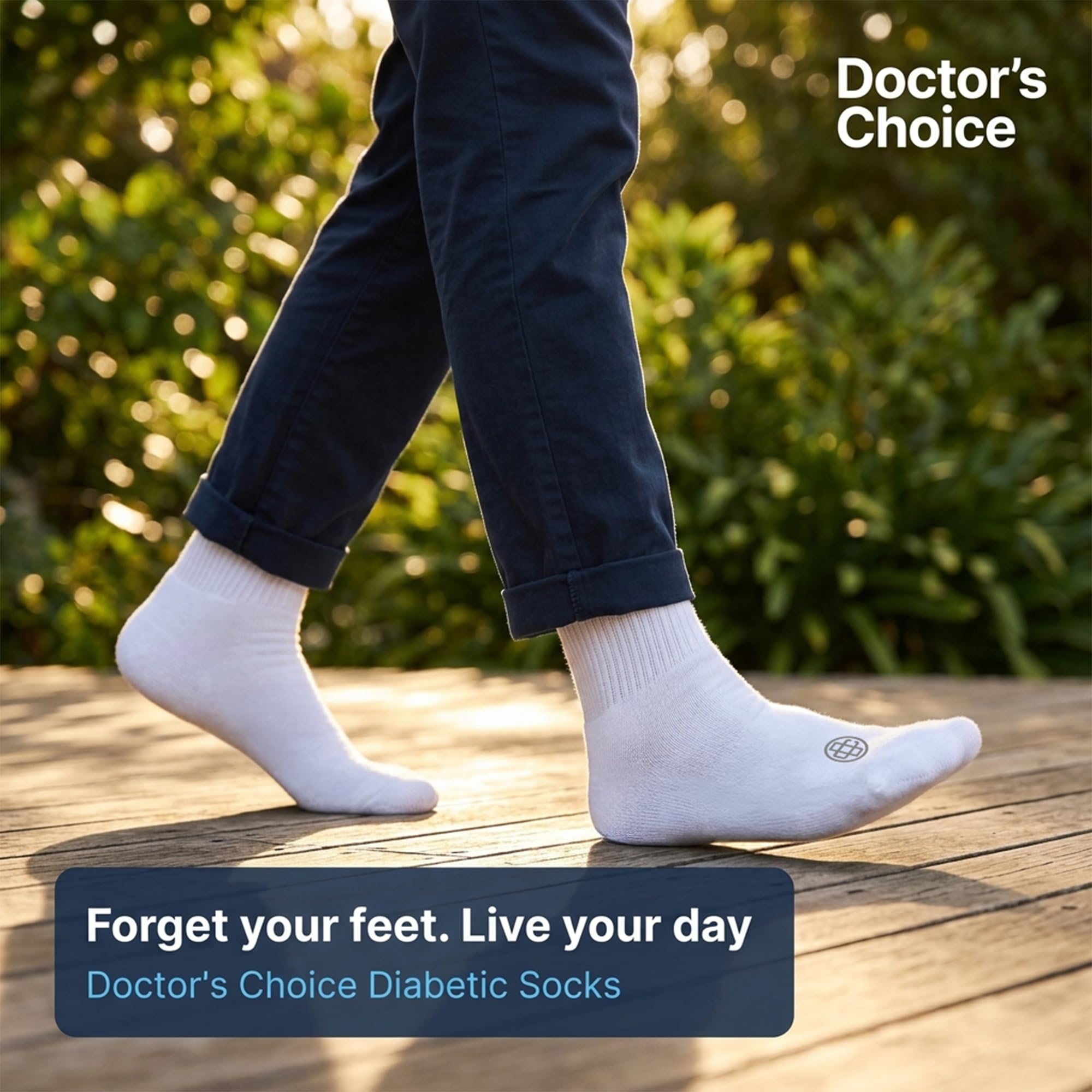 Doctor's Choice calcetines en uso en un entorno doméstico cómodo