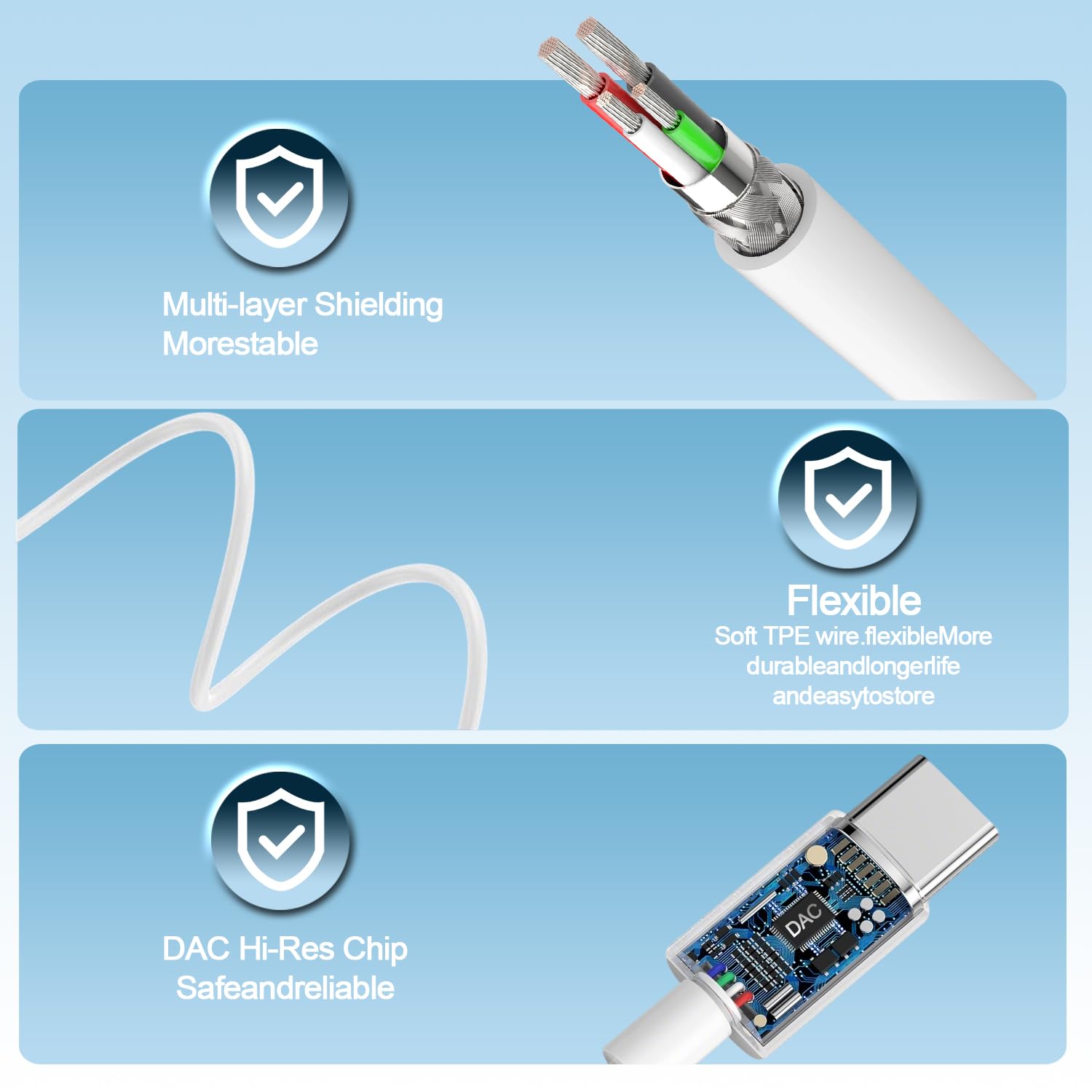 Docutca controles en cable con micrófono para llamadas claras