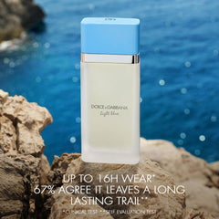 Dolce&Gabbana botella en mano mostrando tamaño portátil de 50 ml