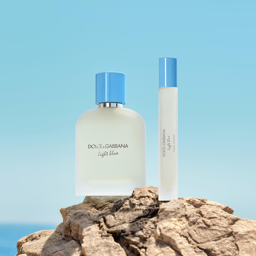 Etiqueta Dolce&Gabbana New Light Blue con tipografía clara que facilita identificación