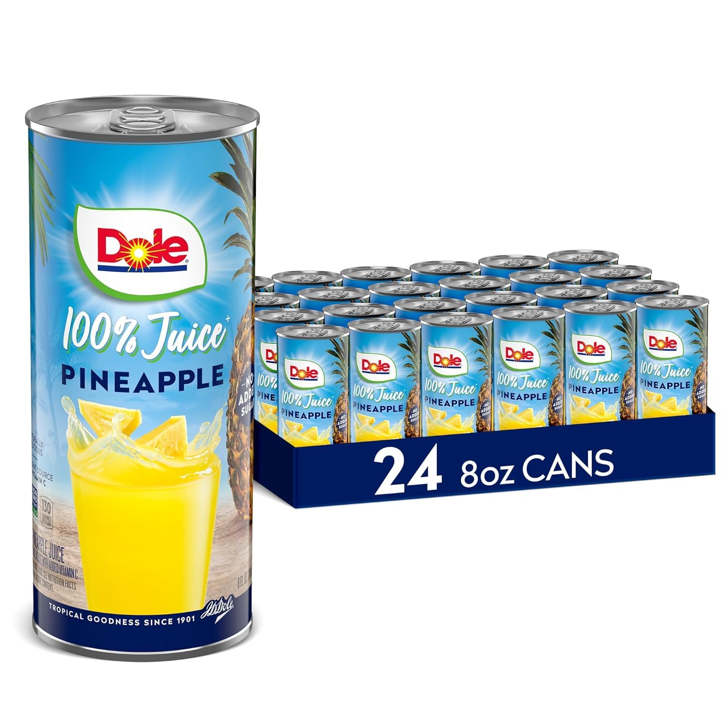 Dole lata frontal mostrando etiqueta clara y beneficio de vitamina C