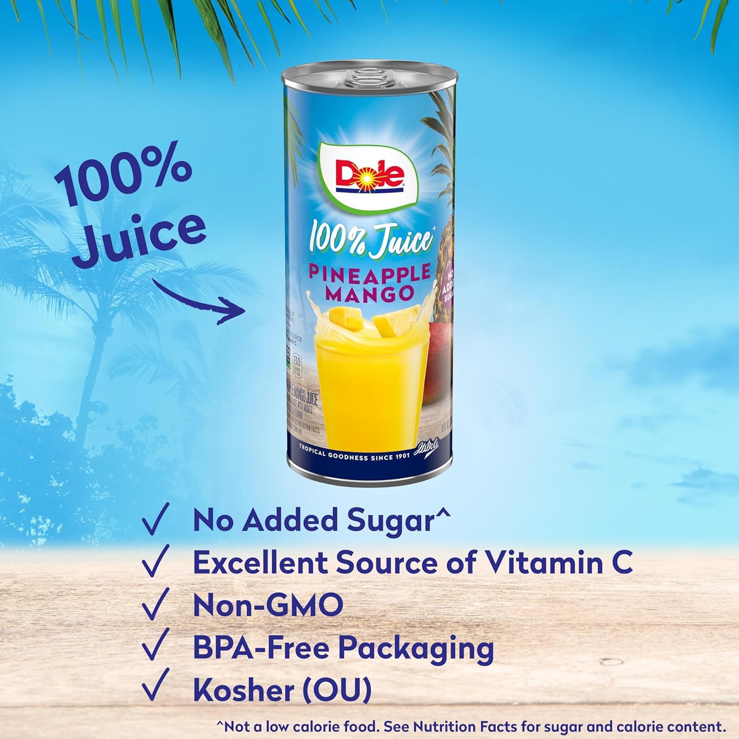 Dole single can close-up label highlighting brand and ingredient clarity
