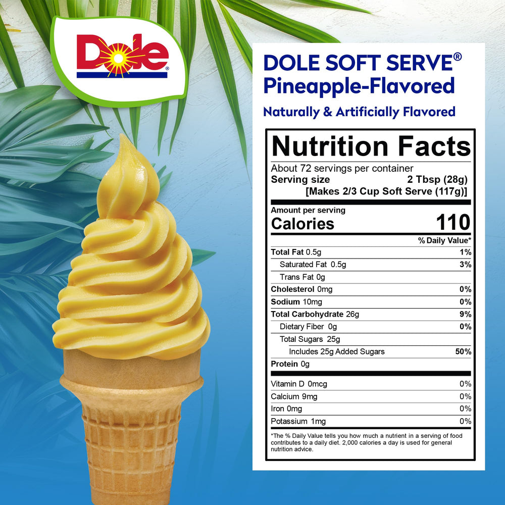 DOLE soft serve de piña servido en cuchara mostrando cremosidad estable