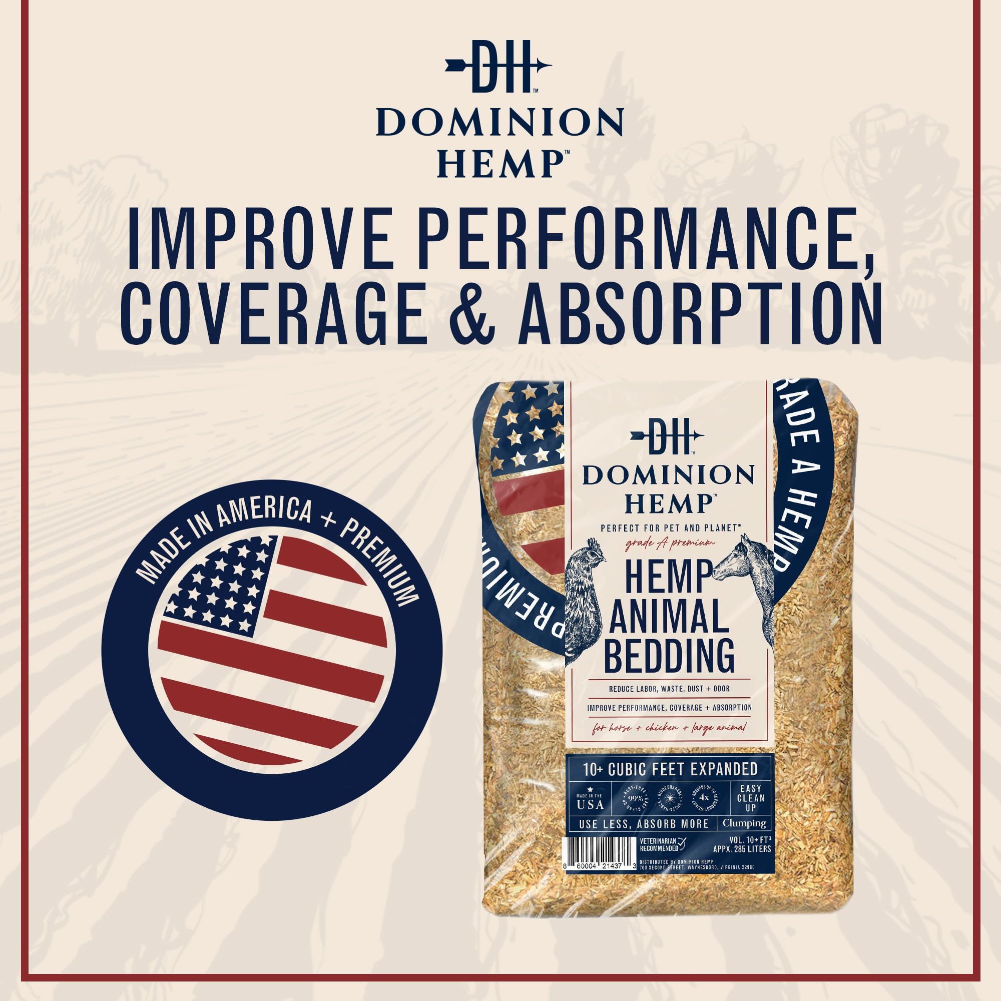 Gallinas en ambiente exterior con lecho DOMINION HEMP promoviendo higiene