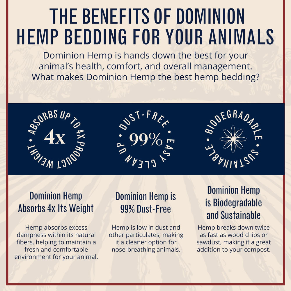 Detalle de etiqueta DOMINION HEMP con información de absorción y compostaje