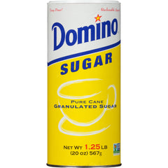 Domino canister lid close-up highlighting resealable feature to keep sugar fresh