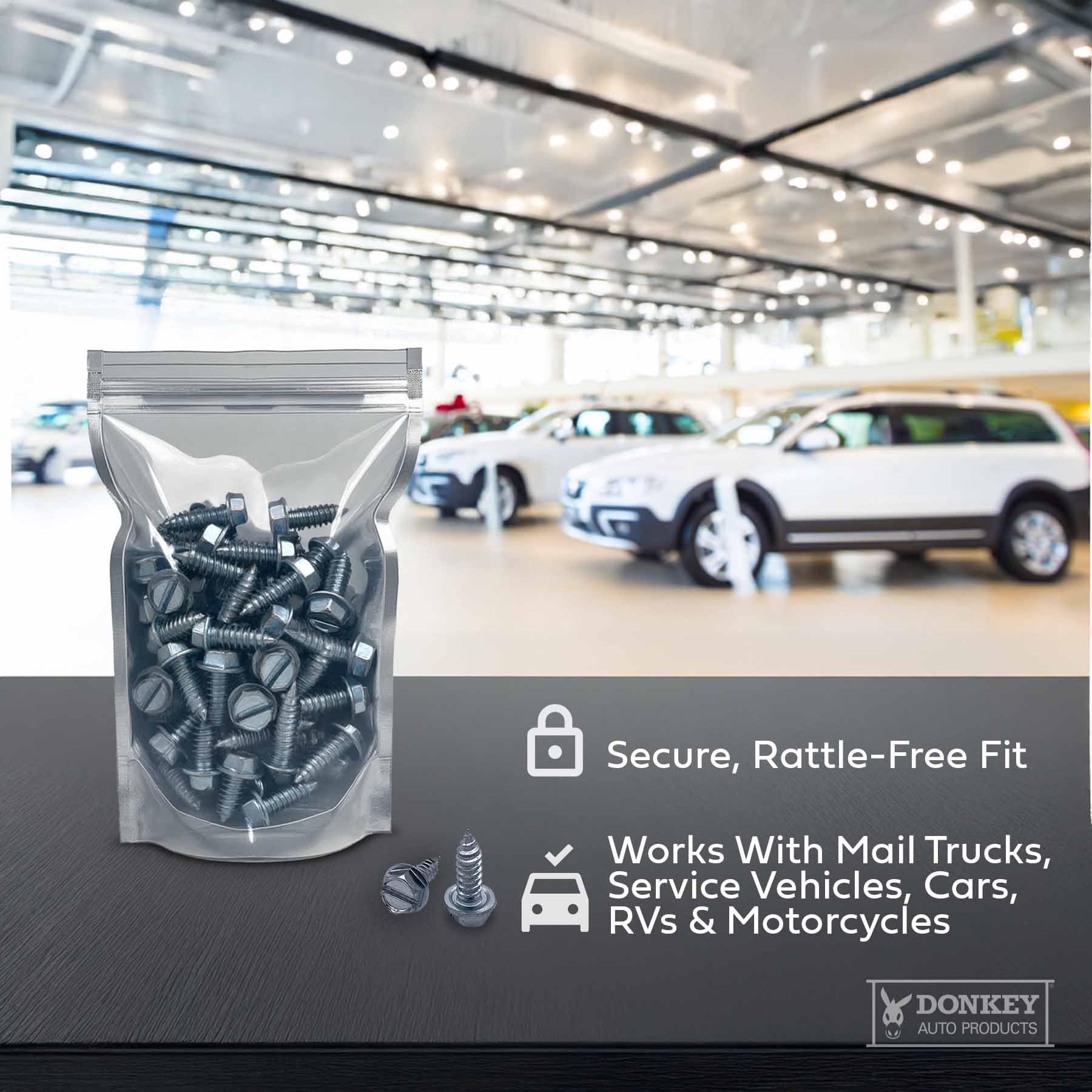 Donkey Auto Products caja abierta mostrando 100 tornillos, stock para taller