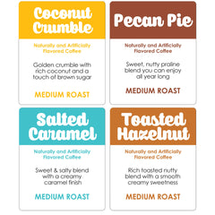 Donut Café label detail highlighting medium roast and flavor names