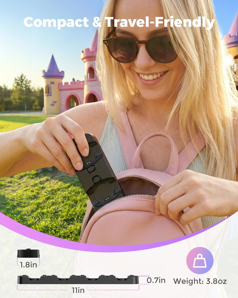Doohoeek vista superior con cable USB-C conectando y ahorrando espacio