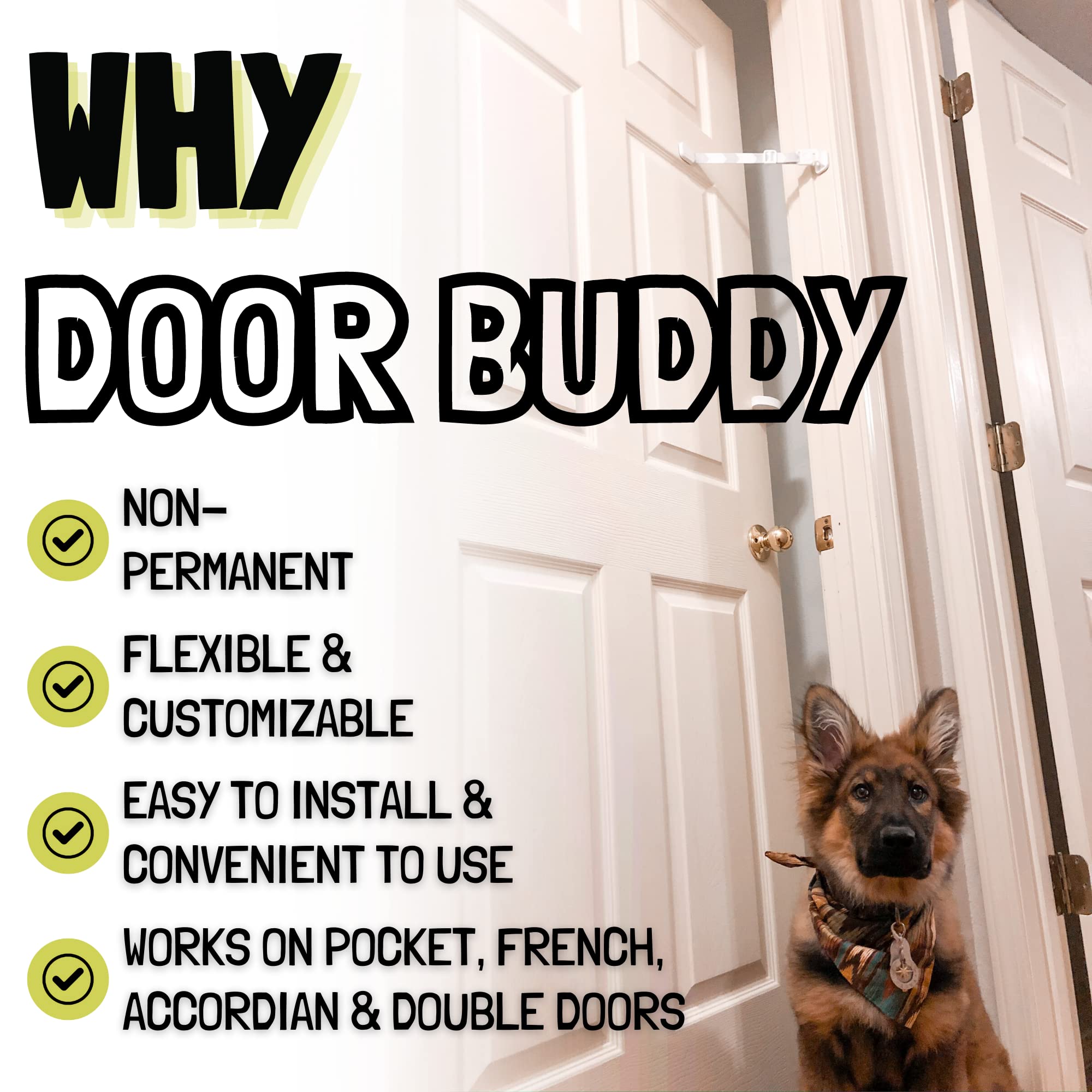 Door Buddy etiqueta made in USA indicando calidad y fabricación local