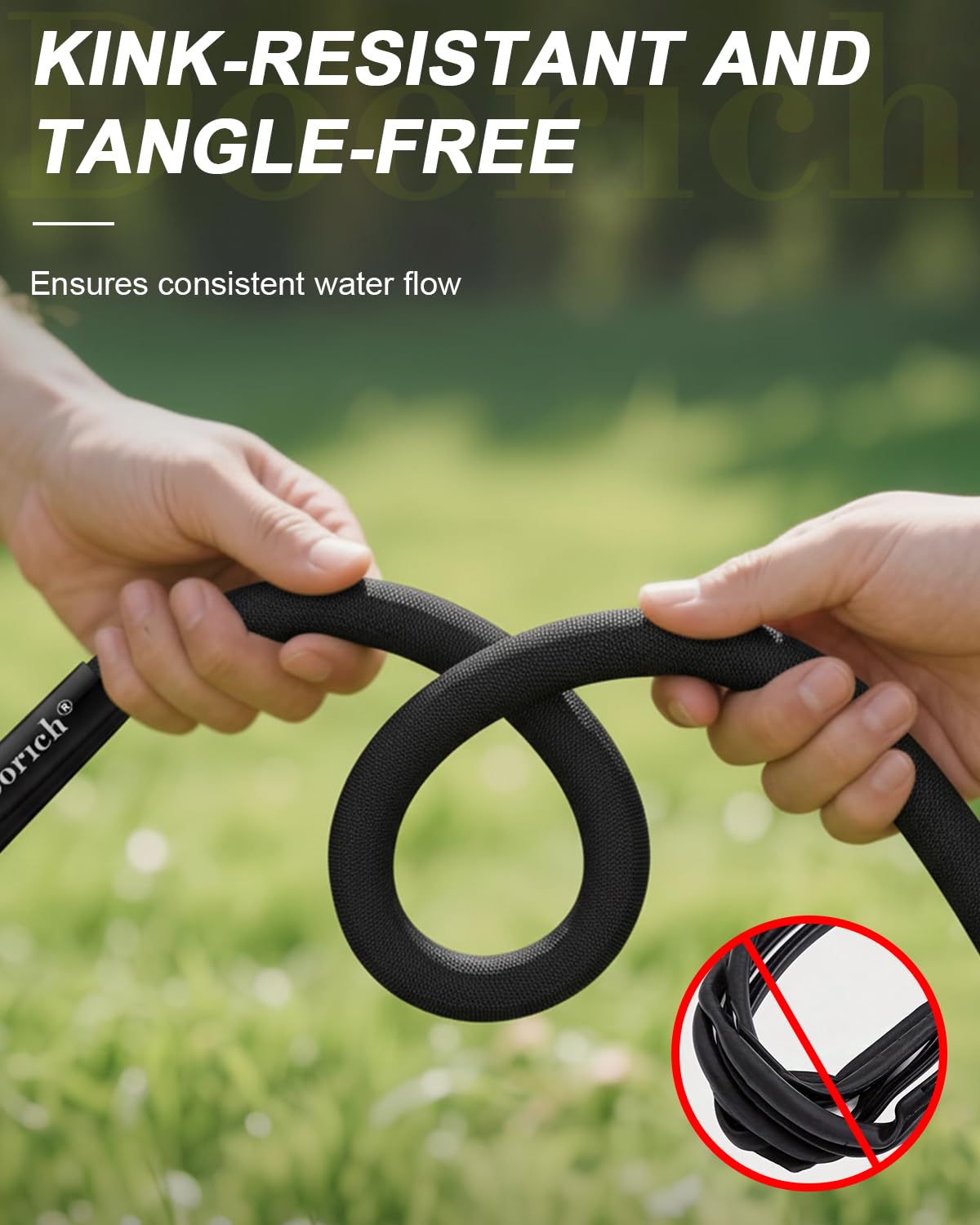 Doorich manguera comparada con regla para visualizar la longitud 25ft