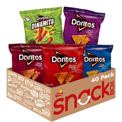 Doritos front packaging variety pack showing contents and convenience