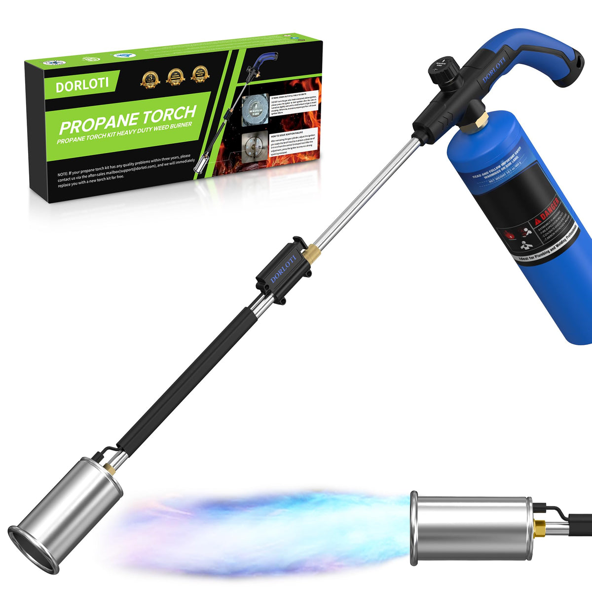 DORLOTI front full-length torch showing reach and upright operation benefit