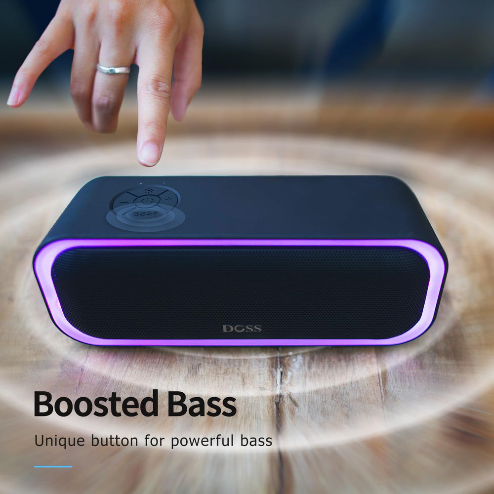 DOSS SoundBox Pro botón Active Extra Bass resaltando impulso de graves instantáneo
