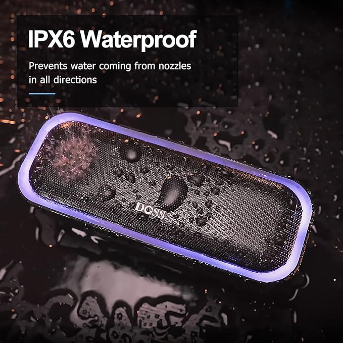 DOSS SoundBox Pro situada en la playa, resistente IPX6 para música al aire libre