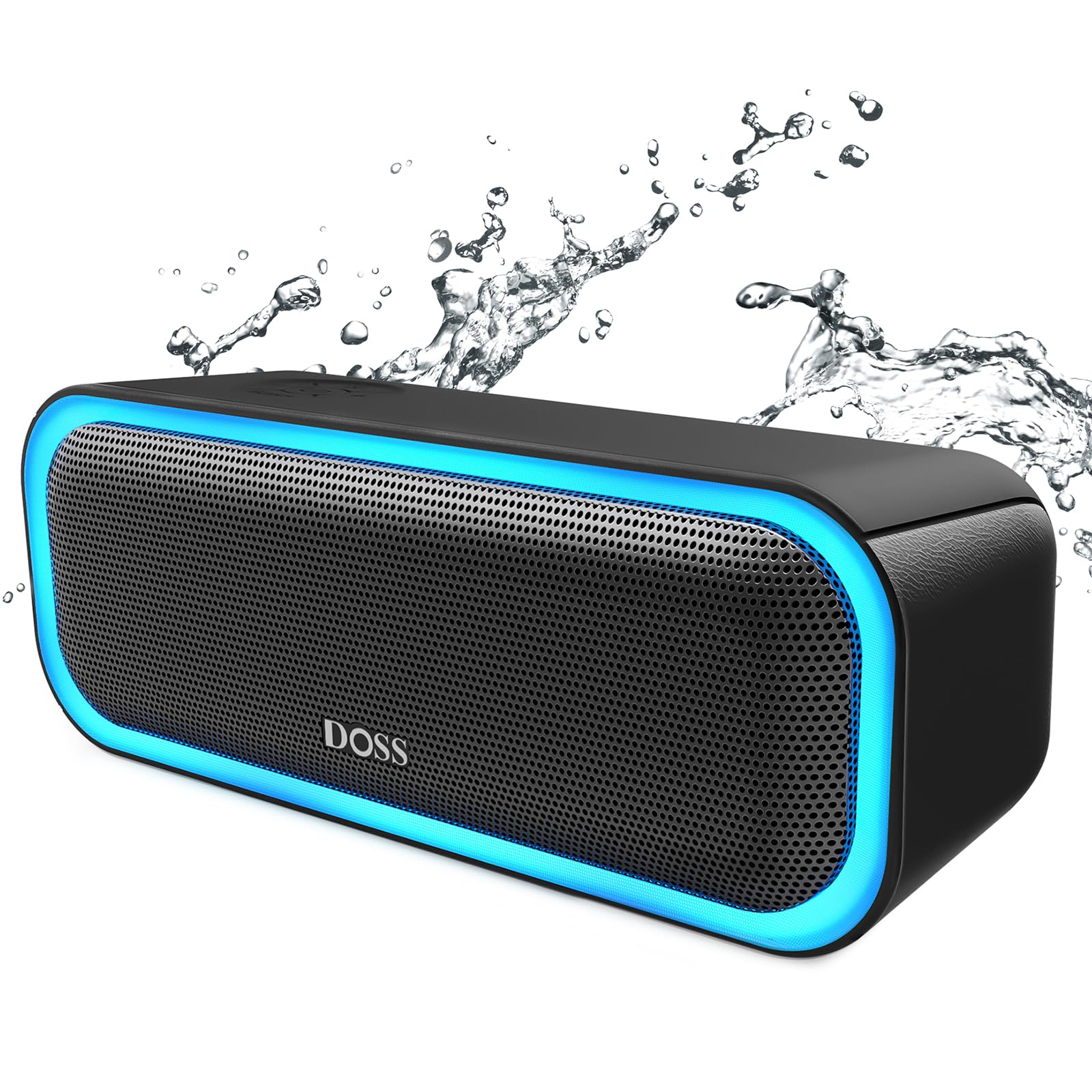 DOSS SoundBox Pro vista frontal mostrando altavoces y diseño portátil, sonido potente