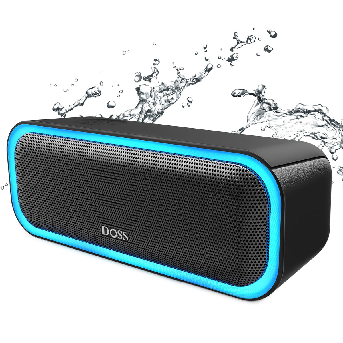 DOSS SoundBox Pro vista frontal mostrando altavoces y diseño portátil, sonido potente