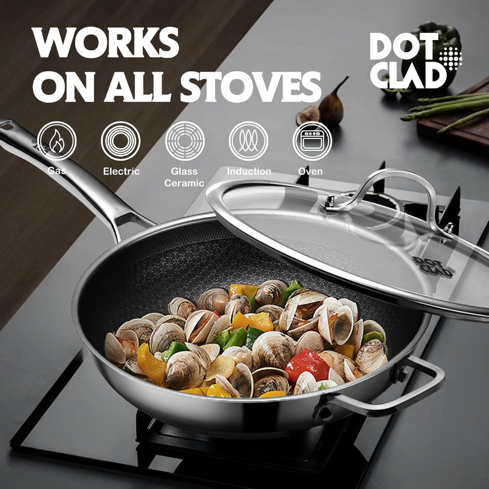DOTCLAD wok comparado con utensilios para ver escala y capacidad