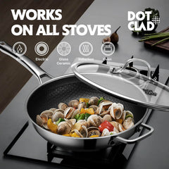 DOTCLAD wok comparado con utensilios para ver escala y capacidad
