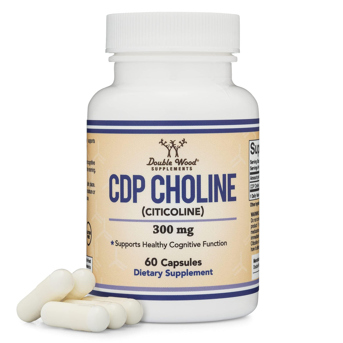 Double Wood CDP Choline frasco frontal, presentación clara y profesional
